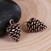 KARMELLING 10 PC Antique Copper Alloy 3D Pine Cone Charms 20mm x12mm(6/8" x 4/8")