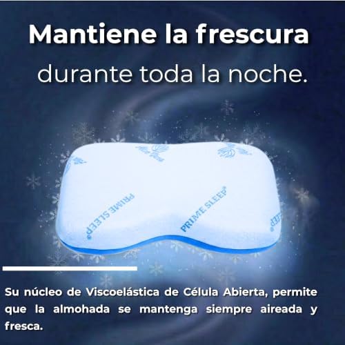 Almohada Cervicales y Cuello Alta Densidad 2 en 1 Apta para Todas Las Posturas | Almohada Viscoelástica Ergonómica de Célula Abierta | Soporte Ortopédico | Funda Aloe Vera Lavable