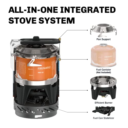 Fire-Maple Fixed Star X2 Backpacking and Camping Stove System Outdoor Propane Camp Cooking Gear Portable Pot Jet Burner Set Ideal for Hiking, Trekking, Fishing, Hunting Trips and Emergency Use