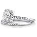 BERRICLE Sterling Silver Halo Wedding Engagement Rings Cushion Cut Cubic Zirconia CZ Ring Set for Women, Rhodium Plated Size 4-10