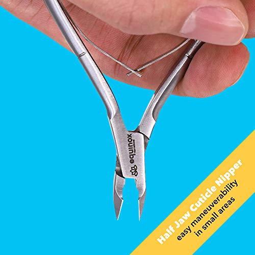 Equinox Beauty Cuticle Trimmer and 1/2 Jaw Nipper with Cuticle Pusher - 100% Stainless Steel Cuticle Cutter and Nail Clipper Manicure Pedicure Durable Tools for Fingernails and Toenails