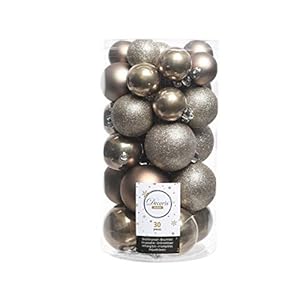 Decoris Kaemingk 30 Pack Onbreekbare Baubles – Kasjmier Bruin