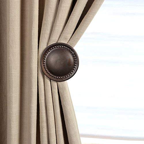 Photo 1 of Deco Window Elegant and Functional Brown Oil Rubbed 2 Piece Curtain Holdbacks for a Stylish Window Treatment