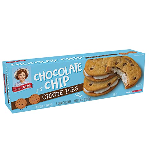LITTLE DEBBIE CHOCOLATE CHIP CREME PIES, 8 INDIVIDUALLY WRAPPED SANDWICH COOKIES, 10.63 OZ BOX