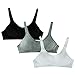 Wofee Puberty Growing Young Girls Soft Touch Cotton Training Bra with Two Hooks Pack of 3 Black+Grey+White Size 38