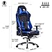 VON RACER Memory Foam Gaming Chair-Adjustable Tilt, Angle and 3D Arms Ergonomic High-Back Leather Racing Executive Computer Desk Office Metal Base, Blue