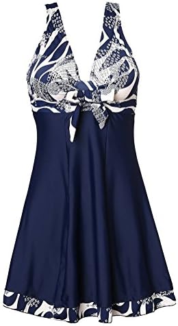 Nuoyanmei Womens Vintage Sailor Straps Halter Pin Up One Piece Bathing Suit (M (US 8-10), Navy Flower)