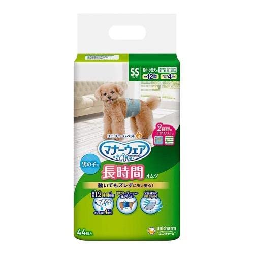 ユニ・チャーム 【セット販売】マナーウェア 長時間オムツ 男の子おしっこ用 超小～小型犬用 SSサイズ デニム＆ストライプ 44枚×2コ商品画像