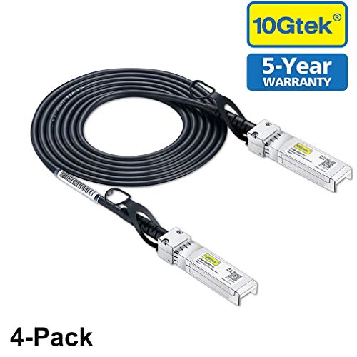 [4-Pack] 10G SFP+ DAC Cable - 10GBASE-CU Passive Direct Attach Copper Twinax SFP Cable for Cisco SFP-H10GB-CU1M, Meraki MA-CBL-TA-1M, Ubiquiti, D-Link, Supermicro, Netgear, 1m
