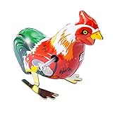Jumping Rooster,Cock Metal Animal Winds Up, Steel Tin Toy Collection