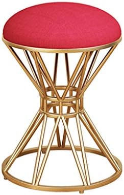 Calyvina Home Beauty Stool Vanity Stool Dressing Table Stool Makeup Dressing Chair Iron Shoe Stool (Red),Red [Energy Class A]