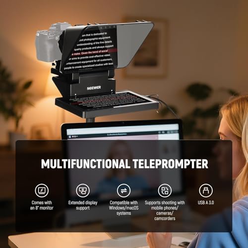NEEWER 2 in 1 Teleprompter 11 Inch with Monitor, Supports Screen Mirroring, Portable Prompter for Camera Mobile Phone Webcam Windows MacOS for YouTube Twitch Live Streaming Conference, X11