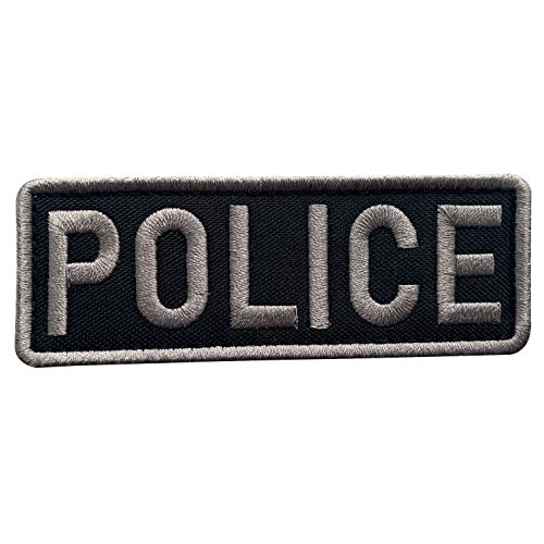 uuKen Small Subdued Gray Grey Embroidery US Police Vest Morale Patch 4x1.4 inch Back with Hook Fastener for Law Enforcement Police Tactical Vest Jacket (Gray, Regular 4"x1.4") - Thumbnail 4