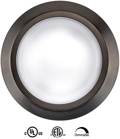 12" LED FLush Mount Ceiling Light Fixture - Low Profile Dimmable Round Recessed Disk Light - 17W(170W Replacement) Soft White 3000K,Bronze,1 Pack