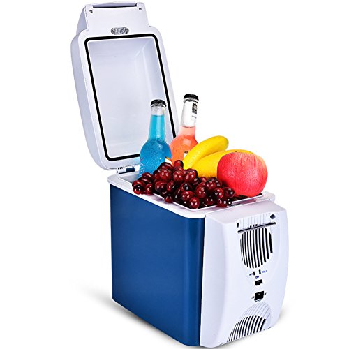 Click Here to See More Images DULPLAY Portable Mini Fridge, Personal Cools & Heats, 7.5 L 100% Freon-free Eco Friendly Includes Plugs For Home Outlet & 12v Car Charger-7.5L 31x27x18cm(12x11x7inch)