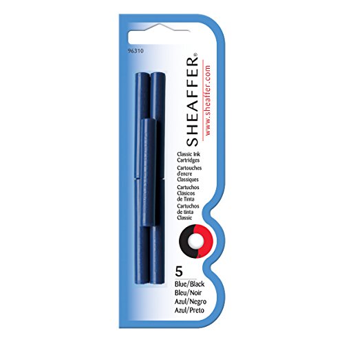 Sheaffer Classic Fountain Pen Ink Cartridges, Blue/Black, 5-Pack (96310)