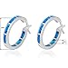 Bamos Jewelry 19 MM Artificial Blue Opal White Gold Christmas Best Friend Party Girls and Womens Hoop Stud Earrings