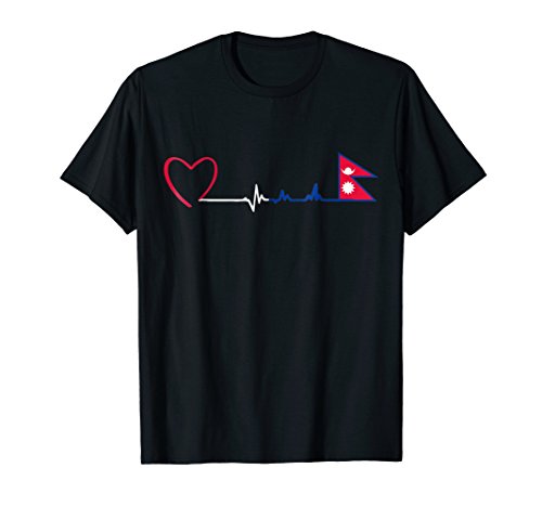 Nepal T Shirt Funny Nepali Flag Heartbeat Gift T-Shirt T-Shirt