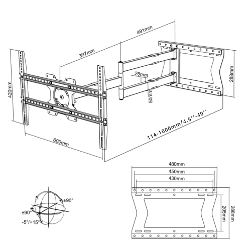 Physix 2100 Long arm TV Wall Mount for 3275 inch Screens Extra Long Extension up to 40 inch