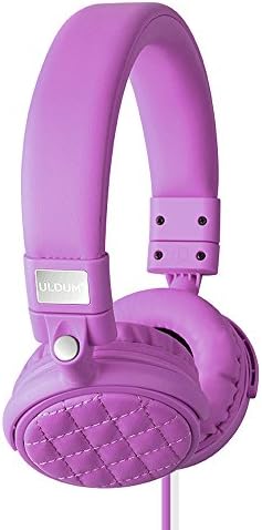 Wired Headphones,ULDUM Stereo Noise Cancelling Sweatproof Super Bass Hi-Fidelity Folding Over-ear Dual Driver Headsets with Built-in Microphone for Music Players - Purple