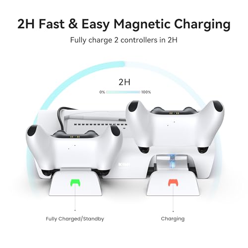 KIWI design D3 Cooling Stand and Charging Station PS5 Slim with RGB Controller, Charger for PS5 Controller, PS5 Slim Accessories with 2 Level Cooling Fan