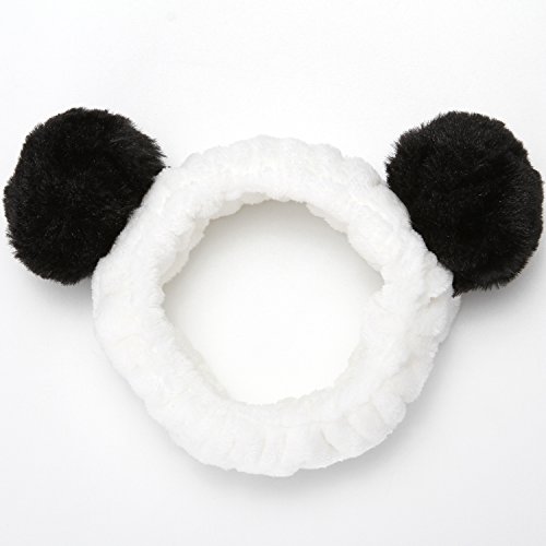 Sea Team Women Fashion Plush Headband Hair Loop Elastic Coral Fleece Hair Band with Cute Pompons for Makeup Shower and Cosplay (Black Pompons)