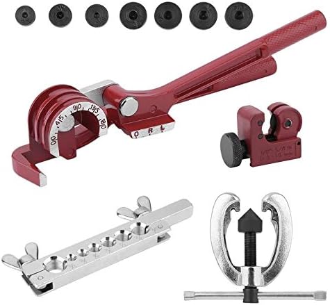 Moorecastle Tubing Bender Cutter Double Flaring Tool Kit 3 Way Brake Water Gas Line Plumbing Automotive Flare Repair Tool Set