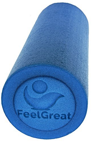 Foam Roller High Density Firm Core by FeelGreat Massage Exercise Yoga Medium Soft (Blue, 36")