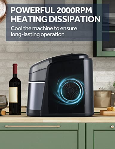 Countertop Ice Maker, FREE VILLAGE Ice Maker Machine for Countertop 9 Ice Ready in 6 Mins, 26Lbs/24H, Self-Cleaning Function, Portable Ice Maker with Ice Scoop & Basket for Home/Party/Camping (Black)