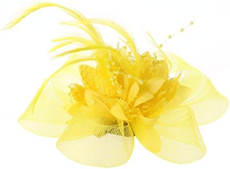 Womens Flower Feather Beads Mesh Corsage Hair Clips Fascinator Bridal Hairband