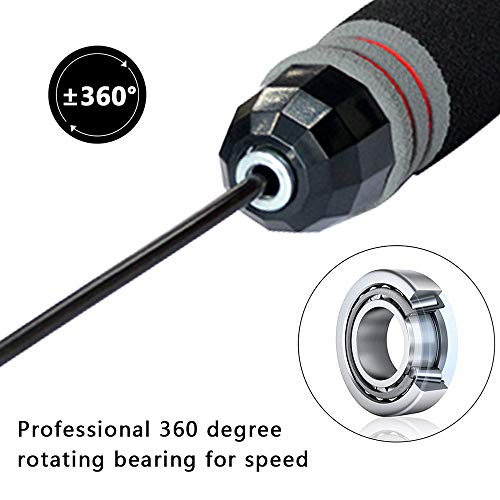 Fitpolo Skipping Rope with Carrying Pouch, Adjustable Jump Rope with Memory Foam Handles and Rapid Speed Cable for Men Women Kids Ideal for Fitness Gym Fat Burning Exercises Boxing and Workouts