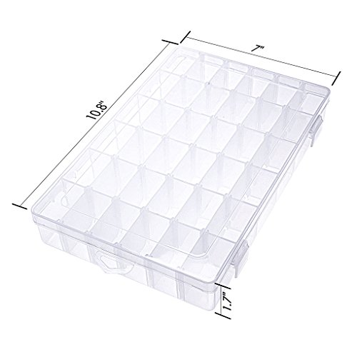 Gospire 36 Grids Clear Plastic Jewelry Box Organizer Storage Container
