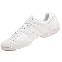 WUIWUIYU Womens Girls Lace-Up Aerobics Gymnastics Cheerleading Dance Shoes Sport Training Sneakers White Size 4 M