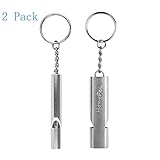 Emergency Aluminum Alloy Survival Whistle, Double Tube Whistle for Outdoor Hiking Camping (2 pack)
