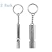 Emergency Aluminum Alloy Survival Whistle, Double Tube Whistle for Outdoor Hiking Camping (2 pack)