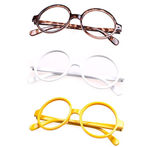Set of 3 FancyG® Retro Geek Nerd Style Round Shape Glass Frame NO LENSES SET100