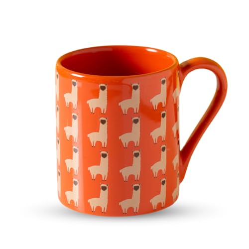 Clay Craft Fine Ceramic Pebble Series Coffee Mug 350ml Orange - Llama Print, Stylish Tea & Coffee Cup, Microwave & Dishwasher Safe, For Home, Office, Café, Gifting, Daily Use, Hot Chocolate, Milk, Tea 1