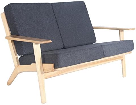 Hans Wegner Style Plank Loveseat - Cashmere Wool - Gray