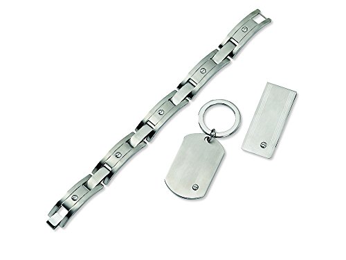 Chisel Stainless Steel Brushed 8.25 inche Bracelet, Money Clip and Key Chain Set