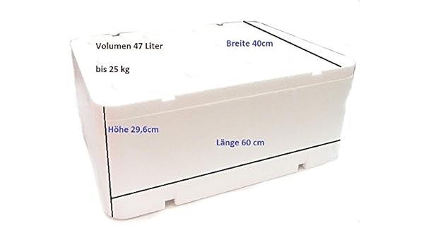Caja térmica de poliestireno con tapa, 47,62 l; 600 x 400 x 296 mm ...