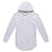 UNRESTRAINED Mens Hipster Longline Hooded Side Zipper T Shirt White M
