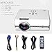 ViviMage C460 Mini Movie Projector, 2500 Lux 1080p Supported, Portable Home Cinema Indoor/Outdoor Use Compatible iPhone/PC/DVD/Fire TV Stick/Video Games