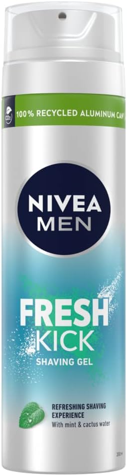 NIVEA MEN Fresh Kick Shaving Gel 200ml Mint Cactus Water Shave Gel