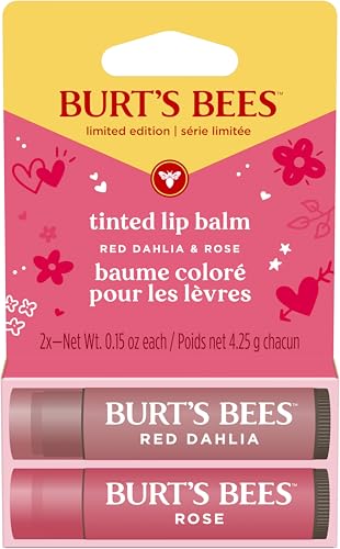 Burts Bees Tinted Lip Balm Duo, Rose & Red Dahlia, 2x4.25g