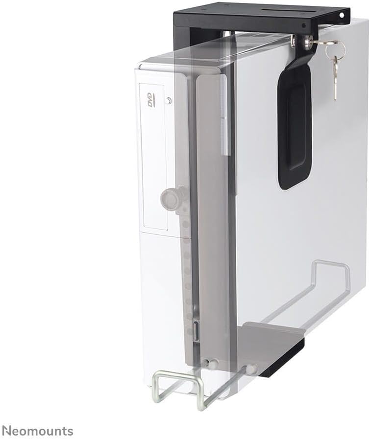 Newstar CPU-D075BLACK Lockable Under Desk PC Mount - Black, Fits 20-36cm H,