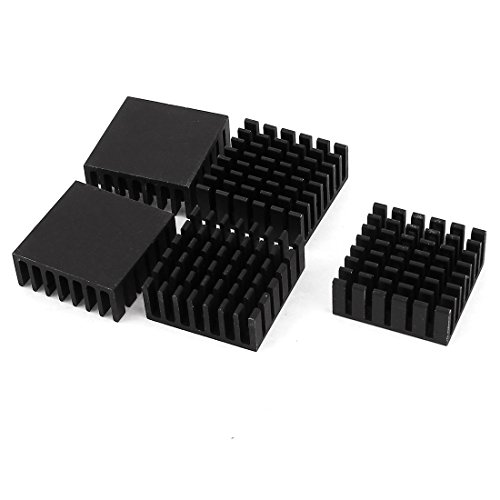 uxcell Aluminum Cooler Radiator Heat Sink Heatsink 25mm x 25mm x 10mm 5pcs Black