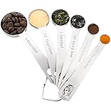 1Easylife 18/8 Stainless Steel Measuring Spoons, Set of 6 for Measuring Dry and Liquid Ingredients