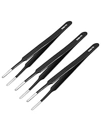 uxcell ESD   Pinzas de acero inoxidable antiestáticas (punta recta, no magnéticas, 5.7 in)
