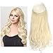 Blonde Halo Hair Extension Secret Invisiable Flip Hidden Wire Crown Natural Curly Long Synthetic Hairpiece For Women Japan Heat Temperature Fiber SARLA 18″ 4.4oz M01&613thumb 1