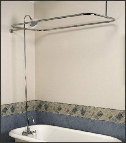 Satin Nickel Add On Shower Set For Clawfoot Tub Gooseneck Faucet